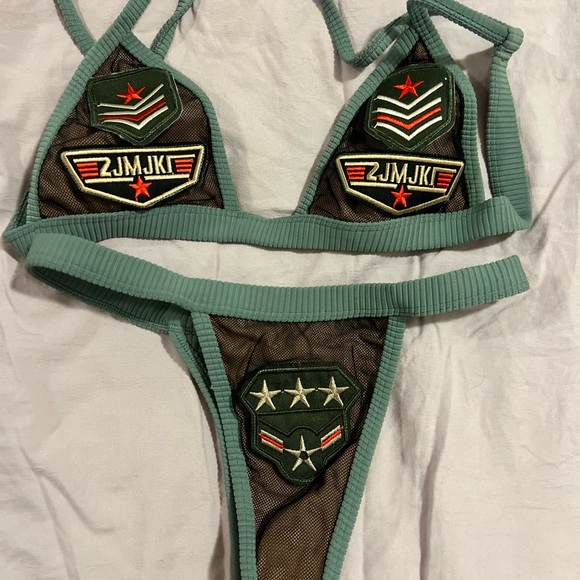 Andi bagus Green and Black, military style Bikini with Patch Details - Picture 1 of 3